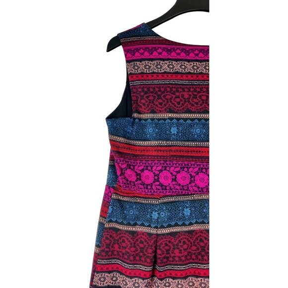 Sleeveless Dress Shift Fuchsia Blue Black Multi Color Stiped Enfocus Women - Picture 6 of 10